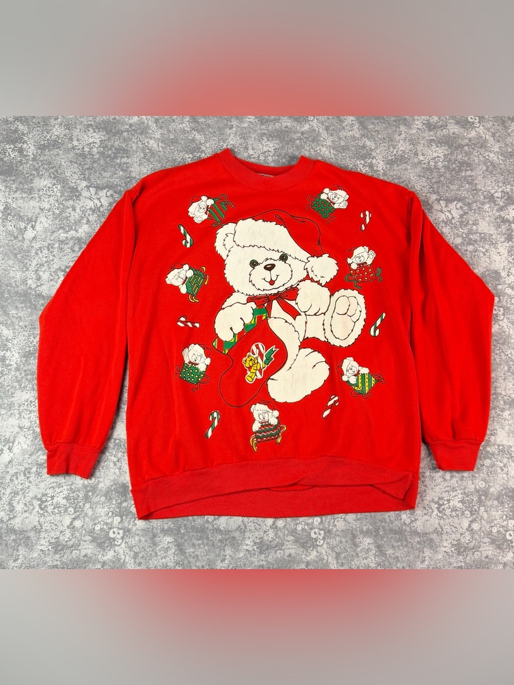 Vintage 90s Made in USA Christmas Teddy Bear Sweater